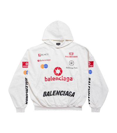 Balenciaga Top League Logo-print Hoodie In White