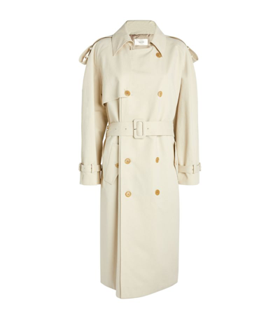 The Row June Double-breasted Belted Cotton And Wool-blend Trench Coat In Beige