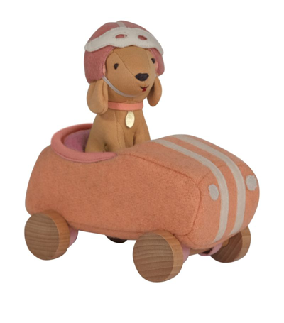 Olli Ella Holdie Dog-go Racer Soft Toy (15cm) In Brown