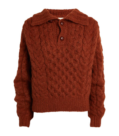 Doen Nuage Cable-knit Alpaca And Merino Wool-blend Jumper In Brown