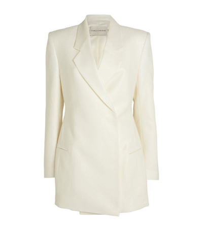 Camilla And Marc Womens Oat Marle Armand Padded-shoulder Stretch-woven Blazer