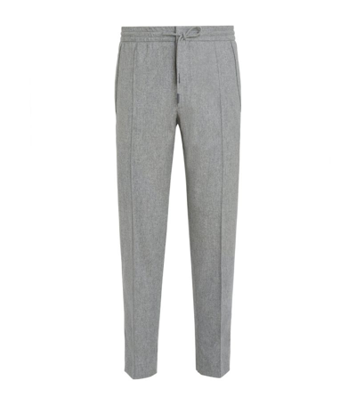 Zegna Wool-blend Track Pants In Grey