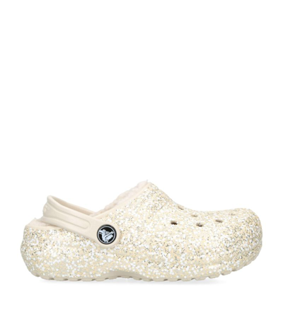 Crocs Girls Cream Kids Classic Lined Glitter-embellished Rubber Clogs 6-9 Years