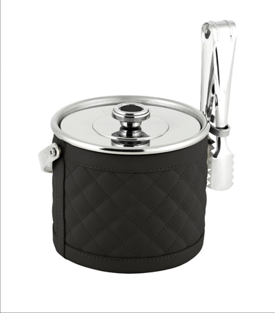 Riviere Leather Menfi Ice Bucket In Black
