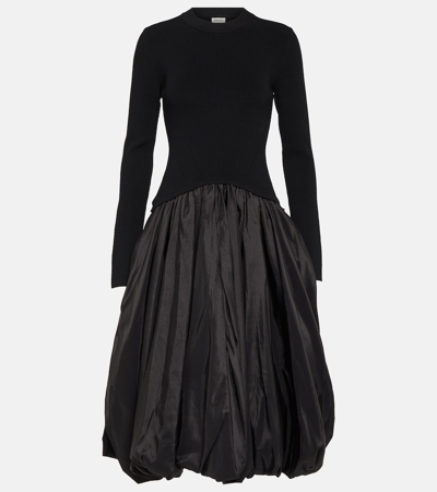 SIMKHAI KENLIE TAFFETA-TRIMMED MIDI DRESS