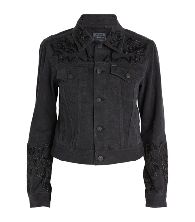 Polo Ralph Lauren Embellished Denim Jacket In Black
