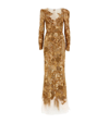 MARCHESA LONG-SLEEVE EMBELLISHED GOWN
