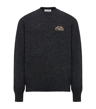 Alexander Mcqueen Wool-cashmere Seal Sweater In Charcoal/crystal