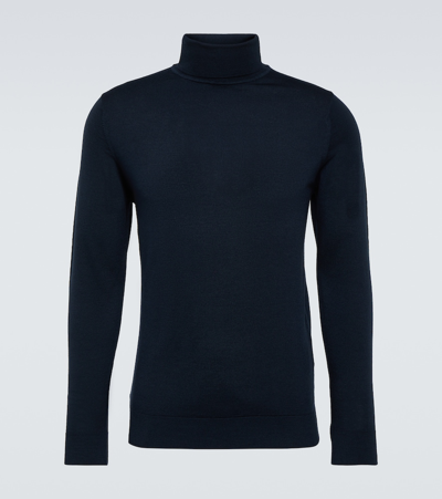 Sunspel Wool Turtleneck Sweater In Blue