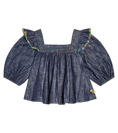 Zimmermann Kids' Alight Denim Top In Blue