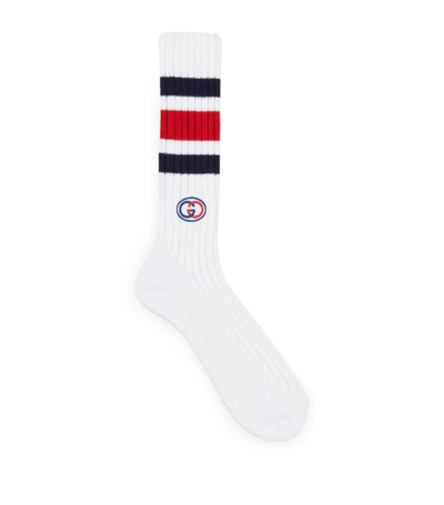 Gucci Cotton Blend Socks With Web In White