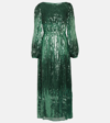 Rixo London Coco Sequined Maxi Dress In Green
