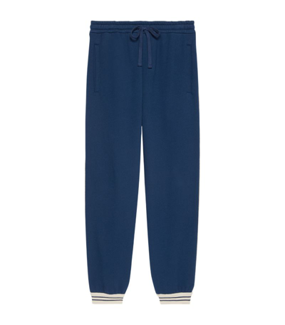 Gucci Interlocking G Logo-embroidered Cotton Track Pants In Blau