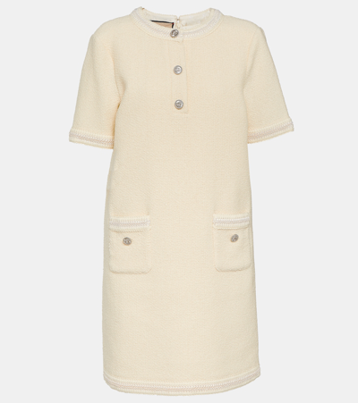 Gucci Short-sleeves Wool Tweed Dress In White