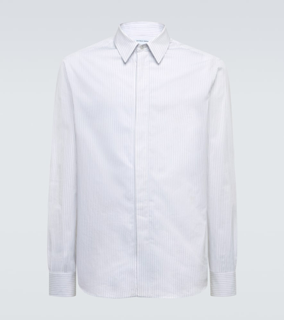 Bottega Veneta Pinstripe Cotton Shirt In White/ Grey