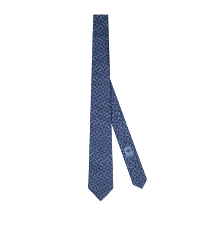 Gucci Interlocking G Silk Tie In Blue