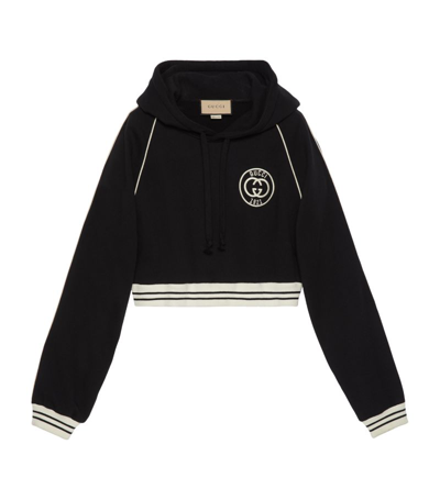 Gucci Hooded Crop Sweatshirt In Black