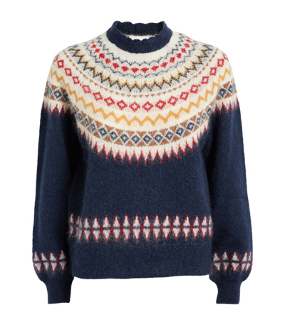 Doen Harvest Fair Isle Knitted Jumper In Blue