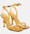 Bottega Veneta Metallic Knot-heel Ankle-strap Sandals In Gold