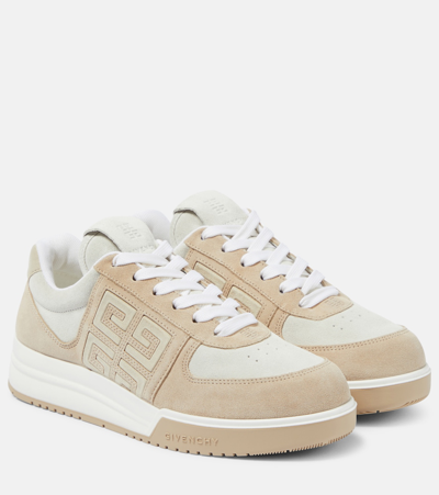 Givenchy G4 Suede And Leather Low-top Trainers In Beige/white