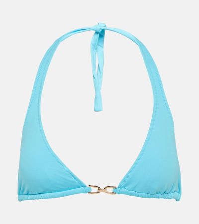 Melissa Odabash Antibes Embellished Halteneck Bikini Top In Blue