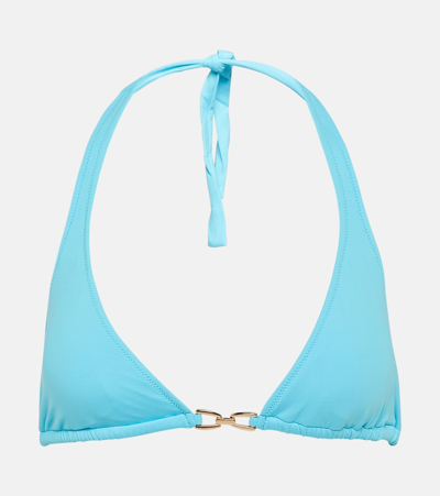 Melissa Odabash Antibes Embellished Halteneck Bikini Top In Turquoise