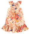 Zimmermann Neutral August Floral-print Dress In Multicoloured