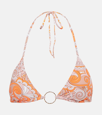 Melissa Odabash Miami Printed Bikini Top In Orange