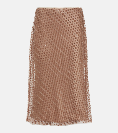 Vince Sequined Slip Skirt In Gold