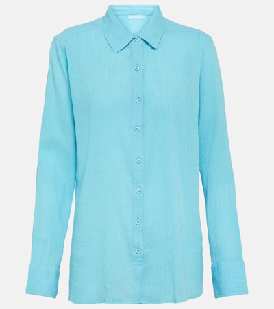 Melissa Odabash Tina Cotton Gauze Shirt In Blue