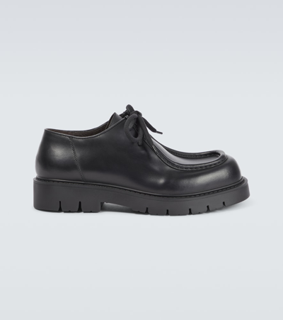 Bottega Veneta Haddock Leather Derby Shoes In Black