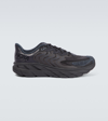 Hoka Clifton Ls Leather-trimmed Mesh Sneakers In Black