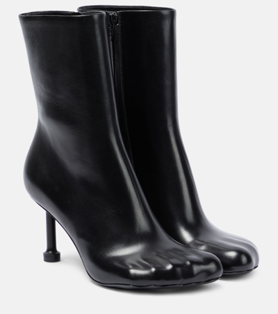 Balenciaga Leather Ankle Boots In Black