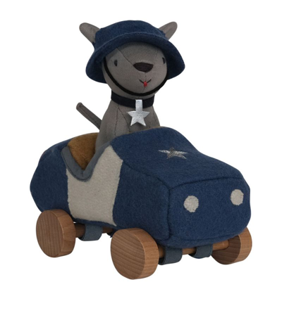 Olli Ella Babies' Holdie Dog-go Officer Soft Toy (15cm) In Blue