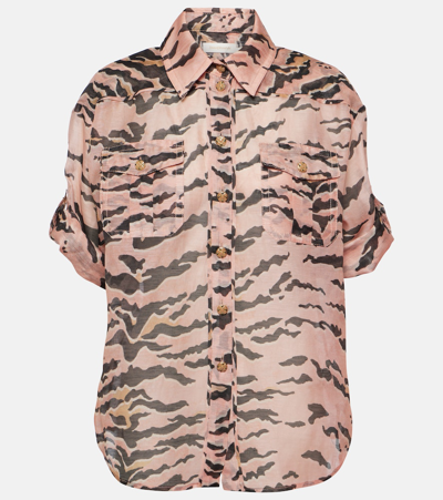 ZIMMERMANN MATCHMAKER SAFARI LINEN AND SILK SHIRT