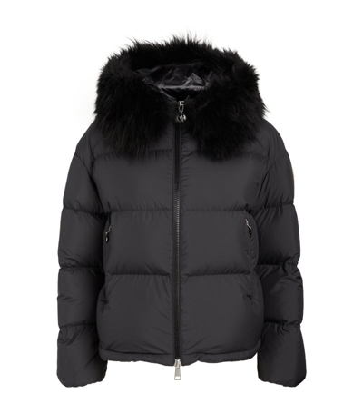 Moncler Fur-trim Mino Puffer Jacket In Black