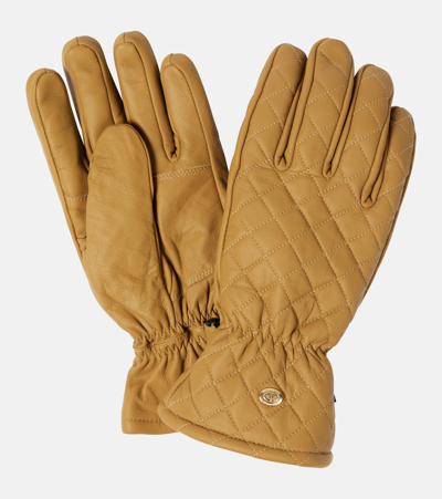 Goldbergh Nishi Quilted Leather Ski Gloves In Brown
