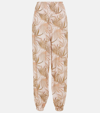 Melissa Odabash Devon Printed High-rise Tapered Pants In Neutrals