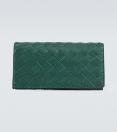 Bottega Veneta Intrecciato Leather Wallet In Green