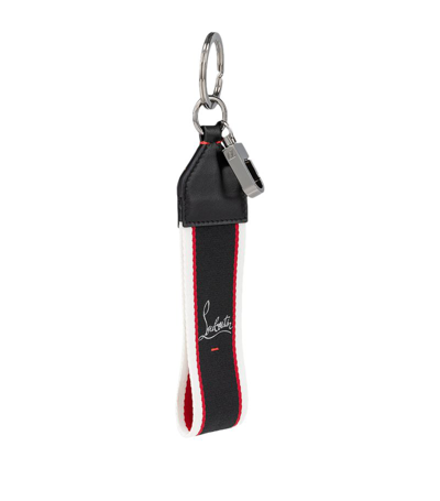 Christian Louboutin Striped Keyring In Black