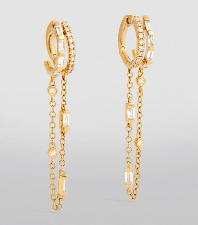 Shay Yellow Gold And Diamond Fringe Huggie Earrings