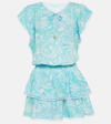 Melissa Odabash Keri Ruffle Tiered Print Coverup Dress In Mirage Blue