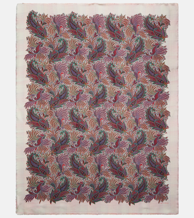 Etro Embroidered Wool Throw In Red