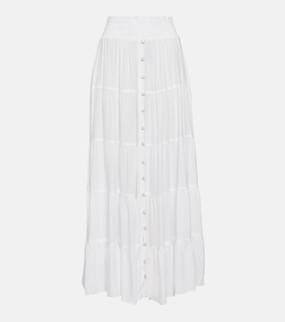 Melissa Odabash Dee Banded Poplin Maxi Skirt In White