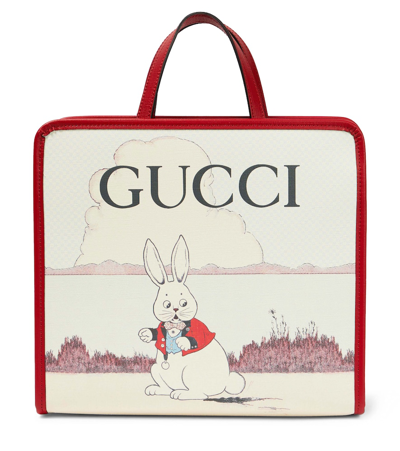 Gucci Kids' Printed Canvas Tote Bag In Burgundy