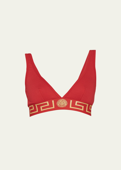 Versace Greca Border Bralette In Red