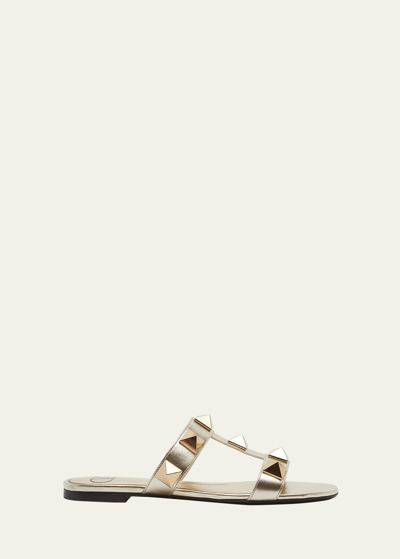 VALENTINO GARAVANI ROMAN STUD FLAT SLIDE SANDALS