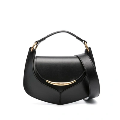 Del Core Foldover-top Leather Tote Bag In Black