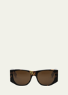 Fendi Baguette Logo Acetate Oval Sunglasses In Col/hav/brn