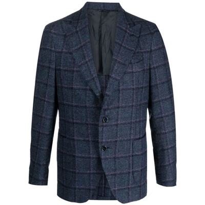 Gabo Napoli Check-pattern Single-breasted Blazer In Blue/purple